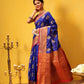 Hiral Fashion Blue Kanjeevaram Silk Woven Design Saree | Swadesiicart