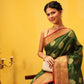 Hiral Fashion Green Kanjeevaram Silk Woven Design Saree | Swadesiicart