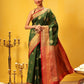Hiral Fashion Green Kanjeevaram Silk Woven Design Saree | Swadesiicart