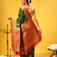 Hiral Fashion Green Kanjeevaram Silk Woven Design Saree | Swadesiicart