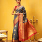 Hiral Fashion Grey Kanjeevaram Silk Woven Design Saree | Swadesiicart