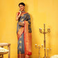 Hiral Fashion Grey Kanjeevaram Silk Woven Design Saree | Swadesiicart