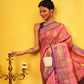 Hiral Fashion Pink Kanjeevaram Silk Woven Design Saree | Swadesiicart