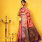 Hiral Fashion Pink Kanjeevaram Silk Woven Design Saree | Swadesiicart