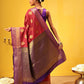 Hiral Fashion Red Kanjeevaram Silk Woven Design Saree | Swadesiicart