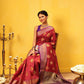 Hiral Fashion Red Kanjeevaram Silk Woven Design Saree | Swadesiicart