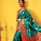Hiral Fashion Teal Kanjeevaram Silk Woven Design Saree | Swadesiicart