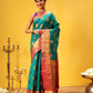 Hiral Fashion Teal Kanjeevaram Silk Woven Design Saree | Swadesiicart
