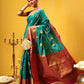 Hiral Fashion Teal Kanjeevaram Silk Woven Design Saree | Swadesiicart