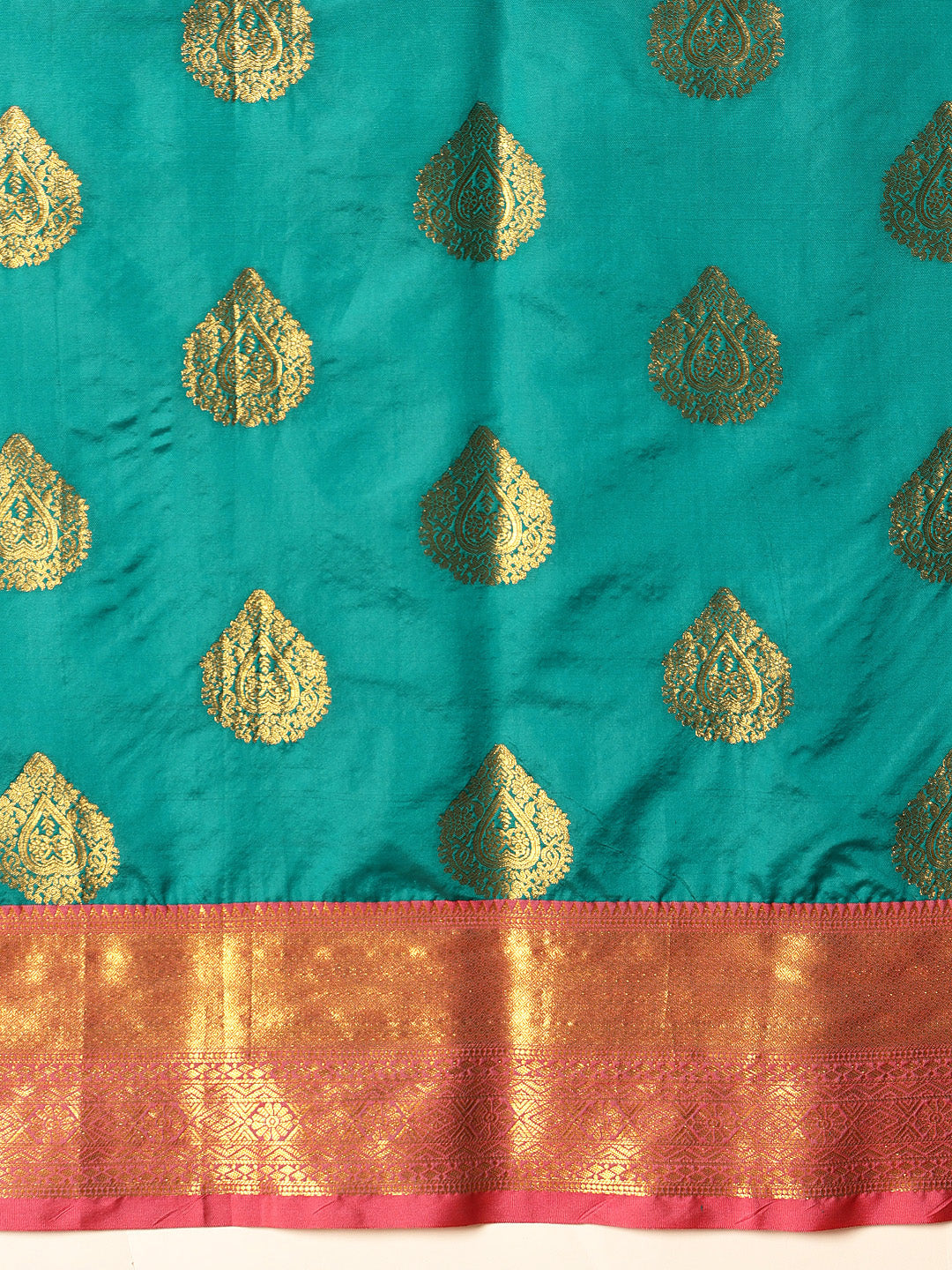 Hiral Fashion Teal Kanjeevaram Silk Woven Design Saree | Swadesiicart