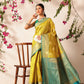 Hiral Fashion Yellow Kanjeevaram Silk Woven Design Saree | Swadesiicart