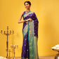 Hiral Fashion Blue Kanjeevaram Silk Woven Design Saree | Swadesiicart