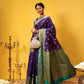 Hiral Fashion Blue Kanjeevaram Silk Woven Design Saree | Swadesiicart