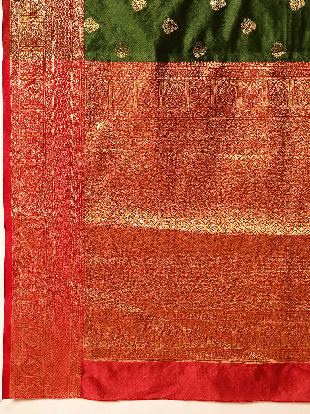Hiral Fashion Green Kanjeevaram Silk Woven Design Saree | Swadesiicart