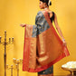 Hiral Fashion Grey Kanjeevaram Silk Woven Design Saree | Swadesiicart