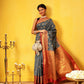 Hiral Fashion Grey Kanjeevaram Silk Woven Design Saree | Swadesiicart