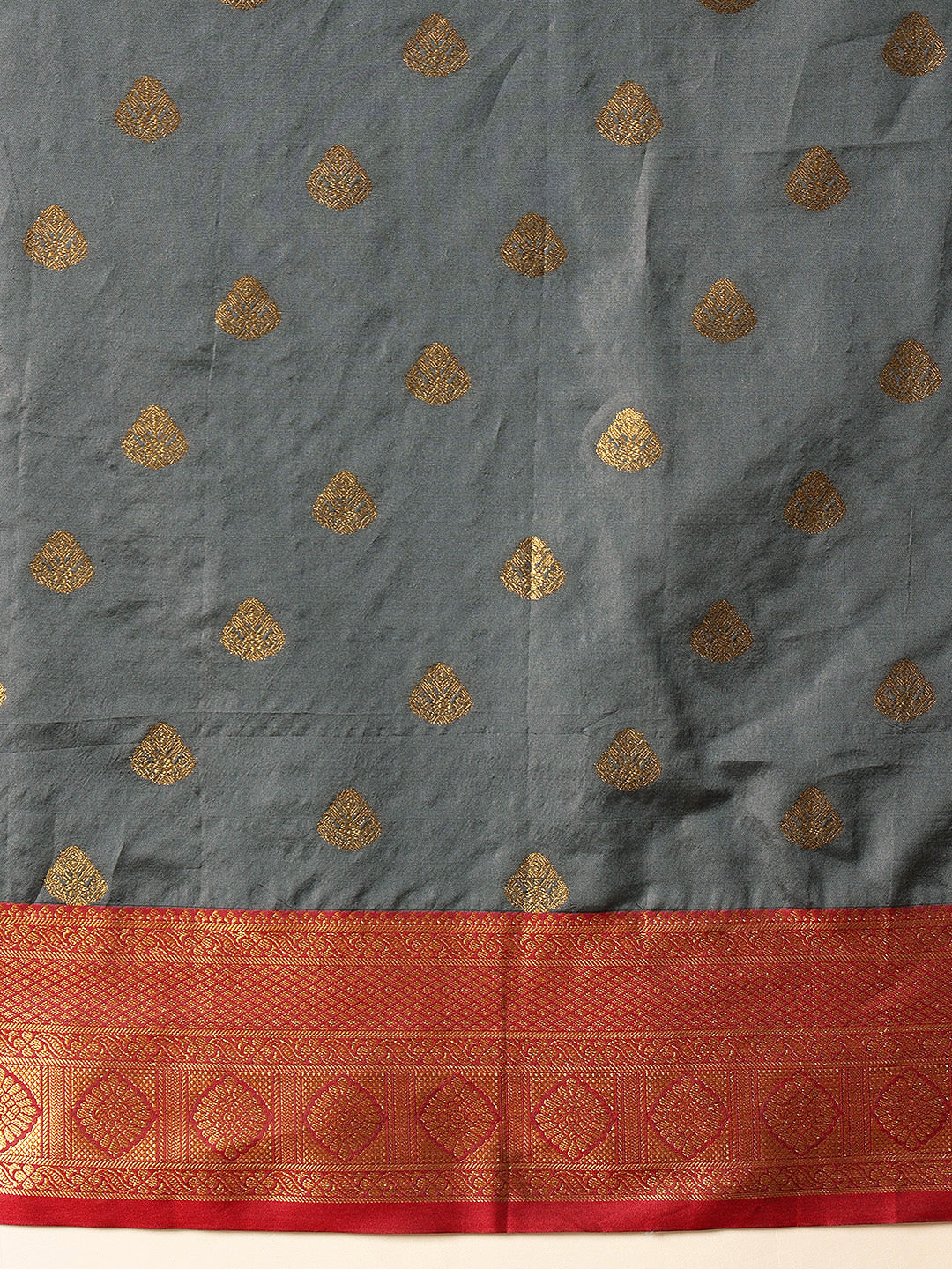 Hiral Fashion Grey Kanjeevaram Silk Woven Design Saree | Swadesiicart