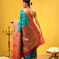 Hiral Fashion Teal Kanjeevaram Silk Woven Design Saree | Swadesiicart