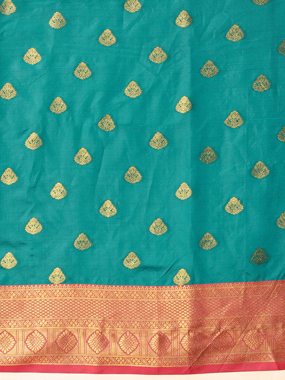 Hiral Fashion Teal Kanjeevaram Silk Woven Design Saree | Swadesiicart