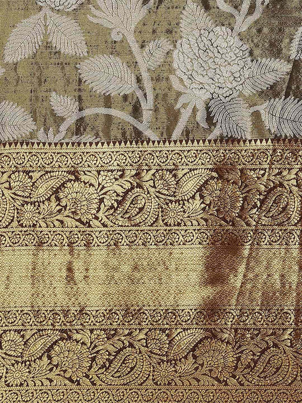 Black Pure Silk Embellished Floral Saree with Unstitched Blouse - Hiral Fashion | Swadesiicart
