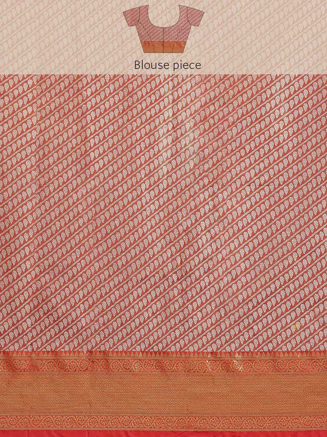 Hiral Fashion Orange Banarasi Tissue Silk Floral Zari Woven Saree | Swadesiicart