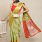 Hiral Fashion Green Banarasi Tissue Silk Floral Zari Woven Saree | Swadesiicart