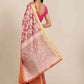 Hiral Fashion Pink Banarasi Tissue Silk Floral Zari Woven Saree | Swadesiicart