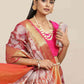 Hiral Fashion Pink Banarasi Tissue Silk Floral Zari Woven Saree | Swadesiicart
