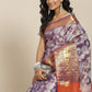 Hiral Fashion Purple Banarasi Tissue Silk Floral Zari Woven Saree | Swadesiicart