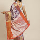 Hiral Fashion Purple Banarasi Tissue Silk Floral Zari Woven Saree | Swadesiicart