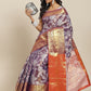 Hiral Fashion Purple Banarasi Tissue Silk Floral Zari Woven Saree | Swadesiicart