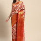 Orange Tissue Silk Woven Zari Design Floral Saree with Unstitched Blouse - Hiral Fashion | Swadesiicart