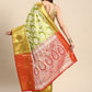 Green Tissue Silk Woven Zari Design Floral Saree with Unstitched Blouse - Hiral Fashion | Swadesiicart