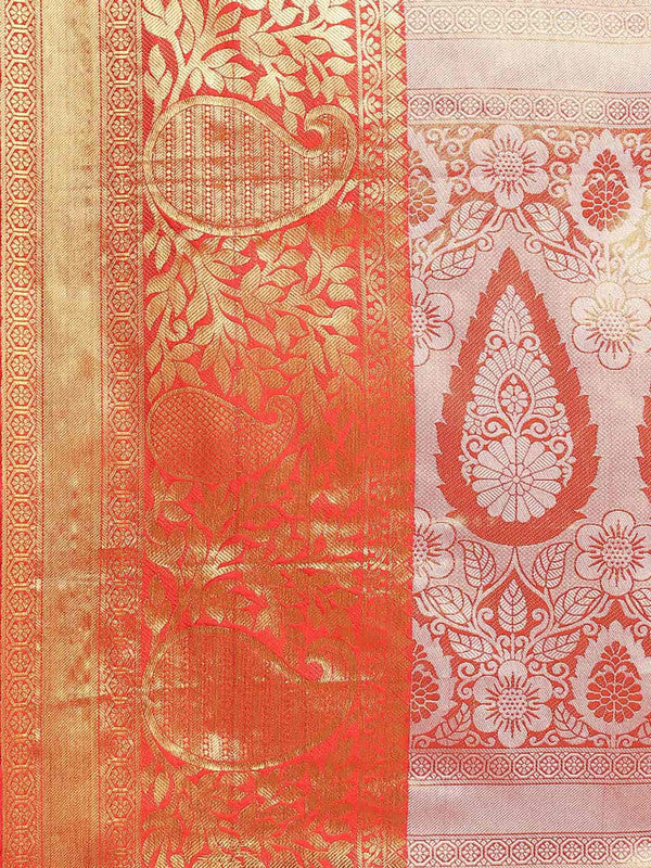 Pink Tissue Silk Woven Zari Design Floral Saree with Unstitched Blouse - Hiral Fashion | Swadesiicart