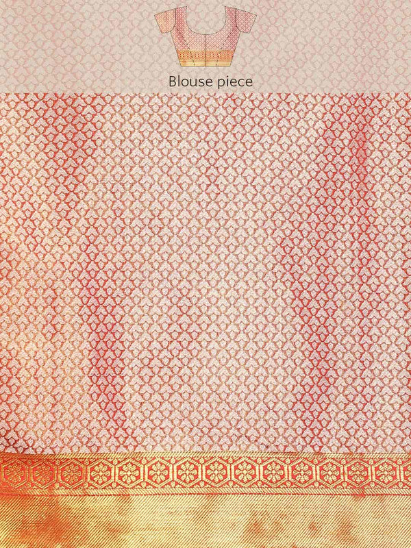 Pink Tissue Silk Woven Zari Design Floral Saree with Unstitched Blouse - Hiral Fashion | Swadesiicart