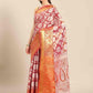 Pink Tissue Silk Woven Zari Design Floral Saree with Unstitched Blouse - Hiral Fashion | Swadesiicart