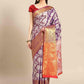 Purple Tissue Silk Woven Zari Design Floral Saree with Unstitched Blouse - Hiral Fashion | Swadesiicart