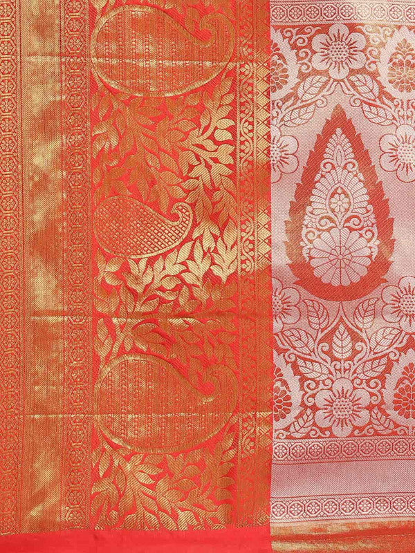 Purple Tissue Silk Woven Zari Design Floral Saree with Unstitched Blouse - Hiral Fashion | Swadesiicart