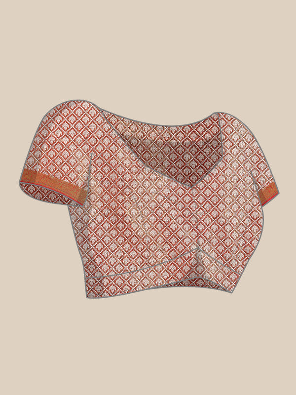 Mustard Brocade Woven Zari Design Floral Saree with Unstitched Blouse - Hiral Fashion | Swadesiicart