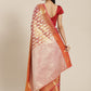 Pink Brocade Woven Zari Design Floral Saree with Unstitched Blouse - Hiral Fashion | Swadesiicart