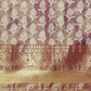 Purple Brocade Woven Zari Design Floral Saree with Unstitched Blouse - Hiral Fashion | Swadesiicart