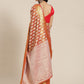 Red Brocade Woven Zari Design Floral Saree with Unstitched Blouse - Hiral Fashion | Swadesiicart
