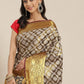 Black Brocade Woven Zari Design Floral Saree with Unstitched Blouse - Hiral Fashion | Swadesiicart