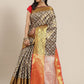 Black Brocade Woven Zari Design Floral Saree with Unstitched Blouse - Hiral Fashion | Swadesiicart