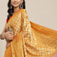 Mustard Brocade Woven Zari Design Floral Saree with Unstitched Blouse - Hiral Fashion | Swadesiicart
