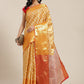 Mustard Brocade Woven Zari Design Floral Saree with Unstitched Blouse - Hiral Fashion | Swadesiicart