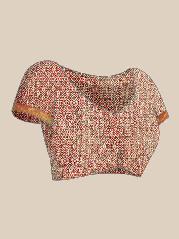 Mustard Brocade Woven Zari Design Floral Saree with Unstitched Blouse - Hiral Fashion | Swadesiicart