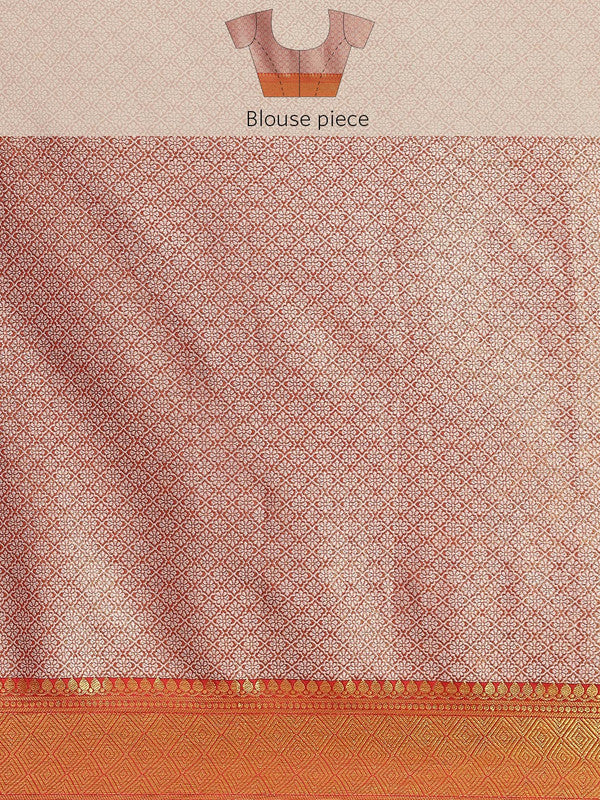 Pink Brocade Woven Zari Design Floral Saree with Unstitched Blouse - Hiral Fashion | Swadesiicart
