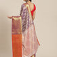 Purple Brocade Woven Zari Design Floral Saree with Unstitched Blouse - Hiral Fashion | Swadesiicart