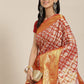 Red Brocade Woven Zari Design Floral Saree with Unstitched Blouse - Hiral Fashion | Swadesiicart